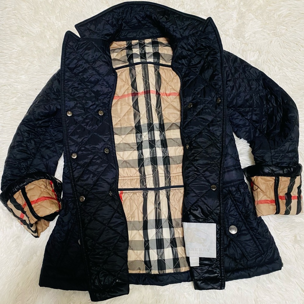 Burberry Black Quilted Kids Puffer with Signature Check Lining